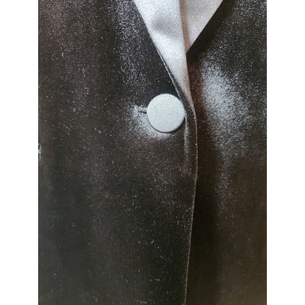 Tahari Womens Size 10 Black One Button Velvet Lined Blazer Jacket Satin Collar - Picture 3 of 7